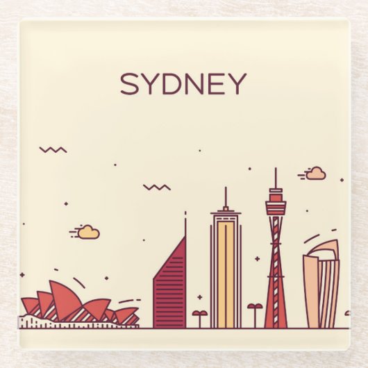 Gekritzel-Skyline Sydneys, Australien | Glasuntersetzer (Vorderseite)