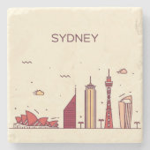 Gekritzel-Skyline Sydneys, Australien | Steinuntersetzer (Vorderseite)