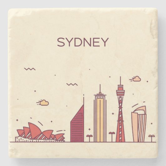 Gekritzel-Skyline Sydneys, Australien | Steinuntersetzer (Vorderseite)