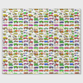 Gekritzel tauscht Packwagen und Automobile Geschenkpapier (Flach)