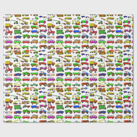 Gekritzel tauscht Packwagen und Automobile Geschenkpapier (Flach)