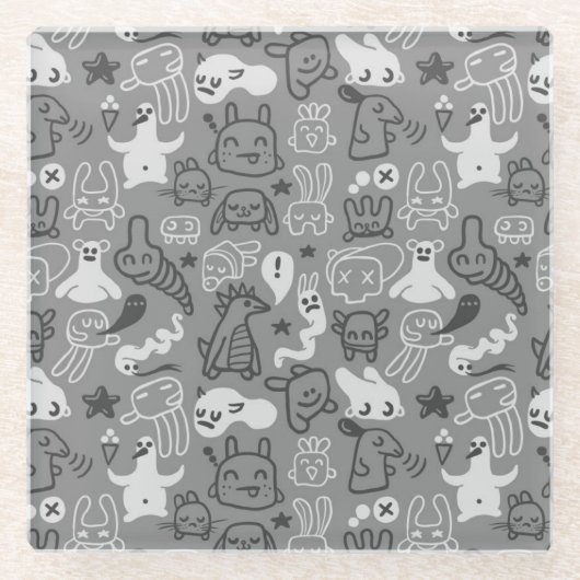 Gekritzelmusterillustration Glasuntersetzer (Vorderseite)