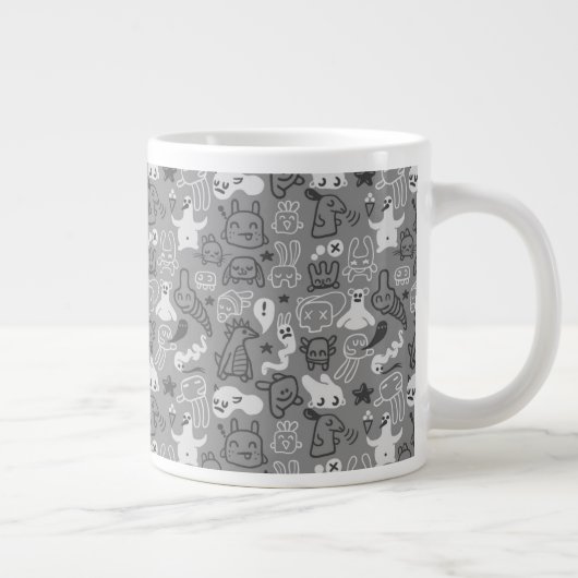 Gekritzelmusterillustration Jumbo-Tasse (Rechts)