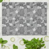 Gekritzelmusterillustration Küchentuch (Gefaltet)