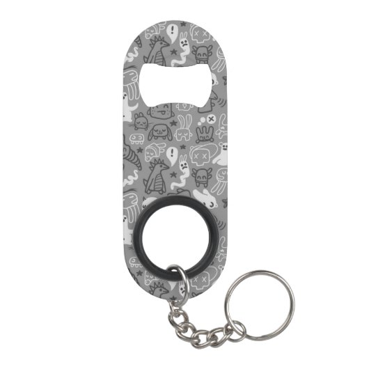 Gekritzelmusterillustration Mini Flaschenöffner (Rückseite)