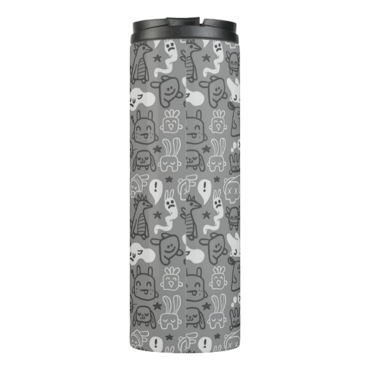 Gekritzelmusterillustration Thermosbecher (Rückseite)