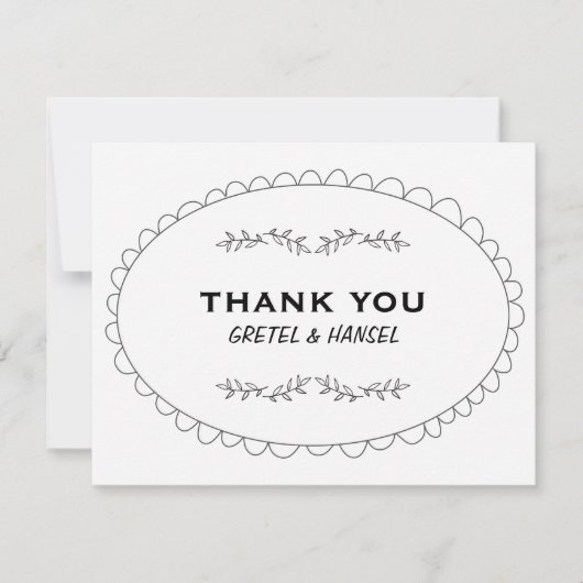 Gekritzelrahmen danken Ihnen Dankeskarte (Vorderseite)