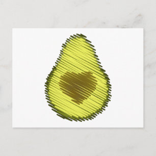 Gekritzelte Avocado-Liebe Feiertagspostkarte