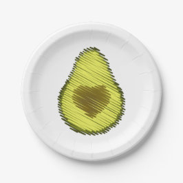 Gekritzelte Avocado-Liebe Pappteller