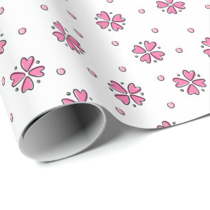 Gekritzelte Gänseblümchen und Punkte Geschenkpapier