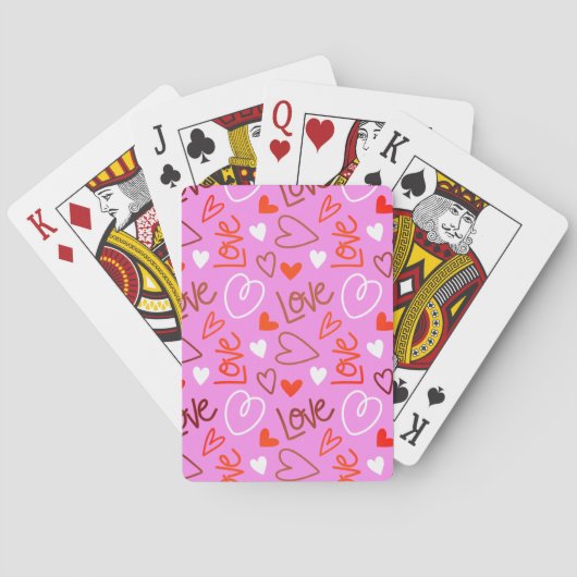 Gekritzelte Liebesherzen Spielkarten (Rückseite)