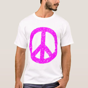 Gekritzeltes Friedenssymbol - Magenta T-Shirt