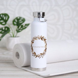 Gekrönt von der Natur – Elegante Blush- und Gold-B Trinkflasche