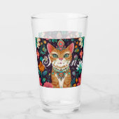 Gekrönte juwelenbesetzte Katze Glas (Rückseite)