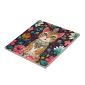 Gekrönte Katze mit Juwelen  Fliese (Seite)