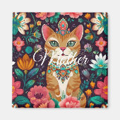Gekrönte Katze mit Juwelen  Magnet (Vorne)