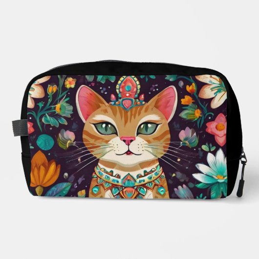 Gekrönte Katze mit Juwelen Waschbeutel (Vorderseite)