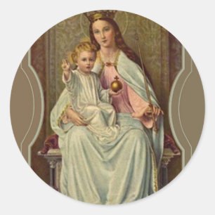 Gekrönte Königin des Himmels-Säuglings Jesus, d Runder Aufkleber