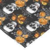 Gekrönte Schädel mit orange Rosen Kurzer Tischläufer (Ecke)