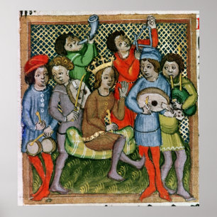 Gekrönte Sitzzahl umgeben von den Musikern Poster