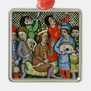 Gekrönte Sitzzahl umgeben von den Musikern Silbernes Ornament