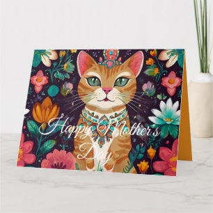 Gekrönte verzierte Katze Karte
