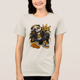 Gekrönter Chill-Panda – Streetwear Hip-Hop-Panda Tri-Blend Shirt