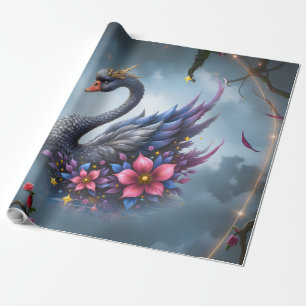Gekrönter Mondschwan – Wächter des stillen Sees. Geschenkpapier