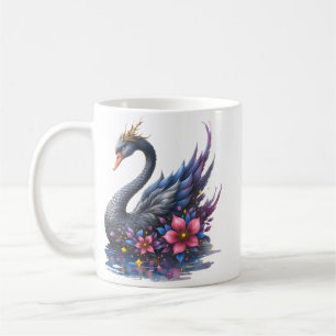 Gekrönter Mondschwan – Wächter des stillen Sees. Kaffeetasse