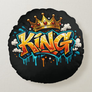 Gekrönter Street King Graffiti Rundes Kissen