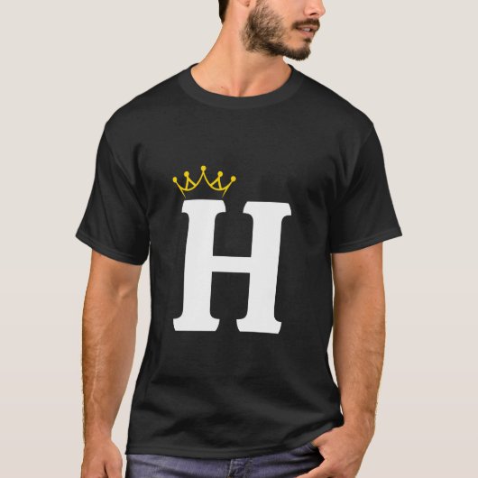 Gekröntes Buchstaben-H-Monogramm-Design T-Shirt (Vorderseite)
