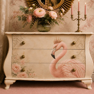 Gekröntes Flamingo Vintage-Dekupierpapier Seidenpapier