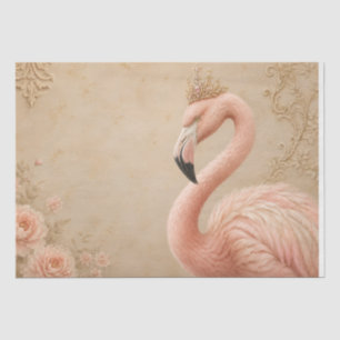 Gekröntes Flamingo Vintage-Dekupierpapier Seidenpapier