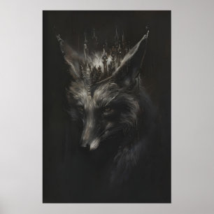 Gekröntes Silberfuchs-Kunstprint, Wilde Tierwand Poster