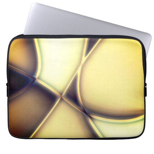 Gekrümmte glatte, goldene Linien über verbranntes Laptopschutzhülle (Vorderseite)