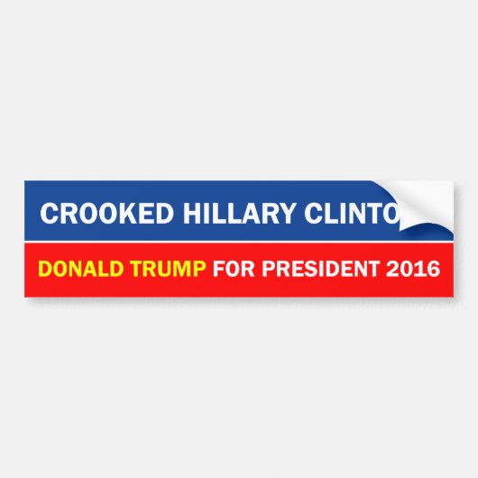 Gekrümmte Hillary Clinton Autoaufkleber (Vorne)