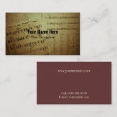 Gekrümmte Musik-Blätter Visitenkarte (Vorne/Hinten)