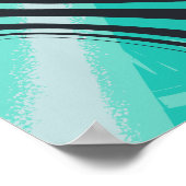 Gekrümmte schwarze Linien auf cyanfarbenem Hinterg Poster (Ecke)