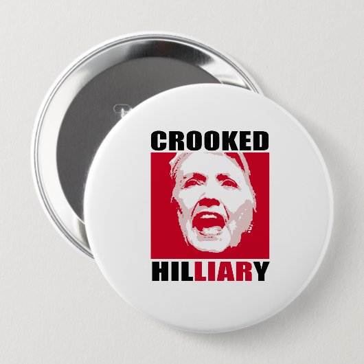 GEKRÜMMTES HILLIARY - - Anti-Hillary - Button (Vorne & Hinten)