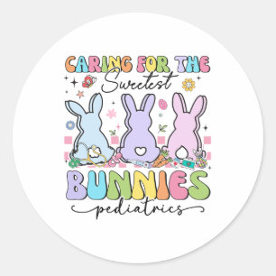 Gekümmert für die süßeste Bunnies Peds Crew Ostern Runder Aufkleber