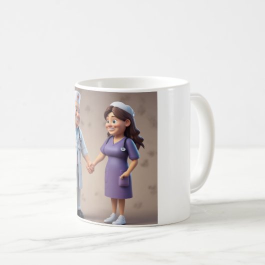 Gekümmert Herzen, heilende Hände: Schluck mit Mitg Kaffeetasse (VorderseiteRechts)