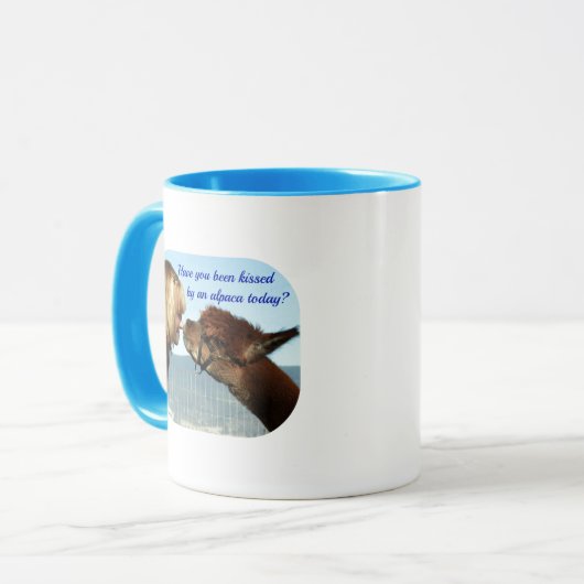 "Geküsst durch ein Alpaka! "Tasse Tasse (Vorderseite Links)