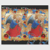 GEL IN ROT, GOLD, BLUE FLORAL PARCHMENT RED GEMS GESCHENKPAPIER (Flach)