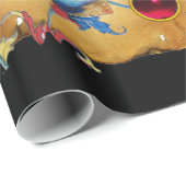 GEL IN ROT, GOLD, BLUE FLORAL PARCHMENT RED GEMS GESCHENKPAPIER (Rolleneckpunkt)