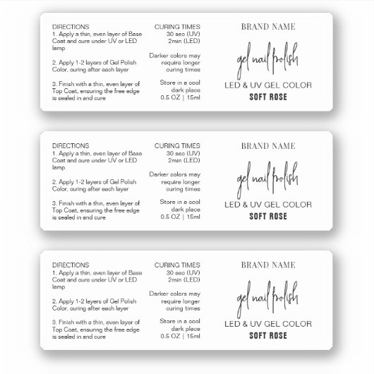 Gel Nail Polnisches Etikett Minimalistisch Schwarz (Vorderseite)