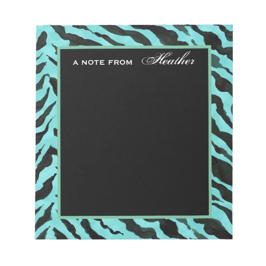 Gel Pen Notes Aqua Black Zebra Streifen Printmedie Notizblock (Vorderseite)