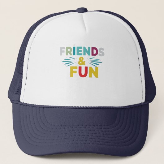 Gelächter - "Freunde und Spaß" Multicolor Truckerkappe (Vorderseite)