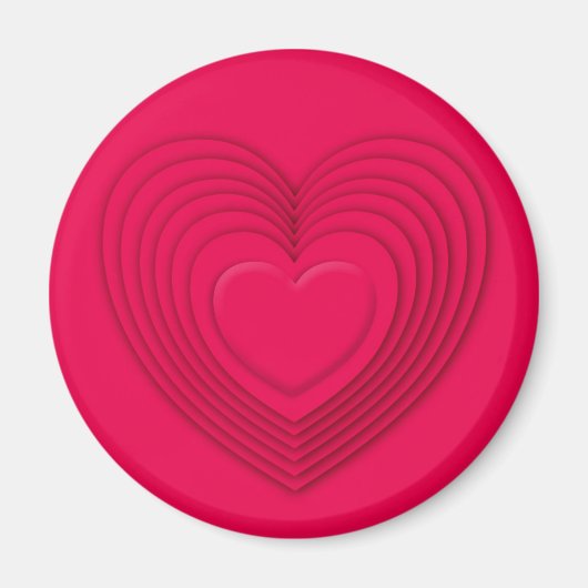Gelagerte 3-D-Herzen - Rose rot Magnet (Vorne)
