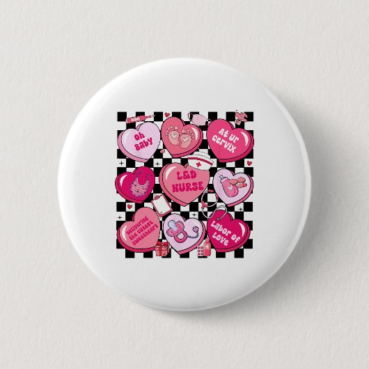 Geländeland Nurse Valentine Candy Heart Labour Button (Vorderseite)