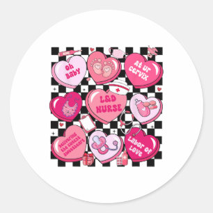 Geländeland Nurse Valentine Candy Heart Labour Runder Aufkleber